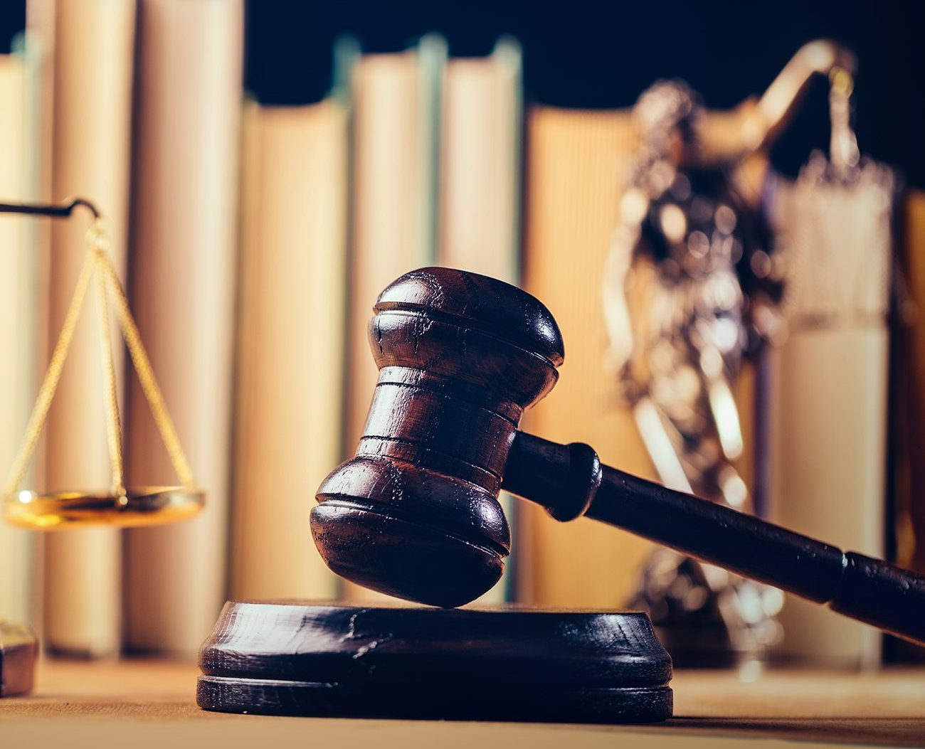 Symbols of law – scale, hammer and Themis